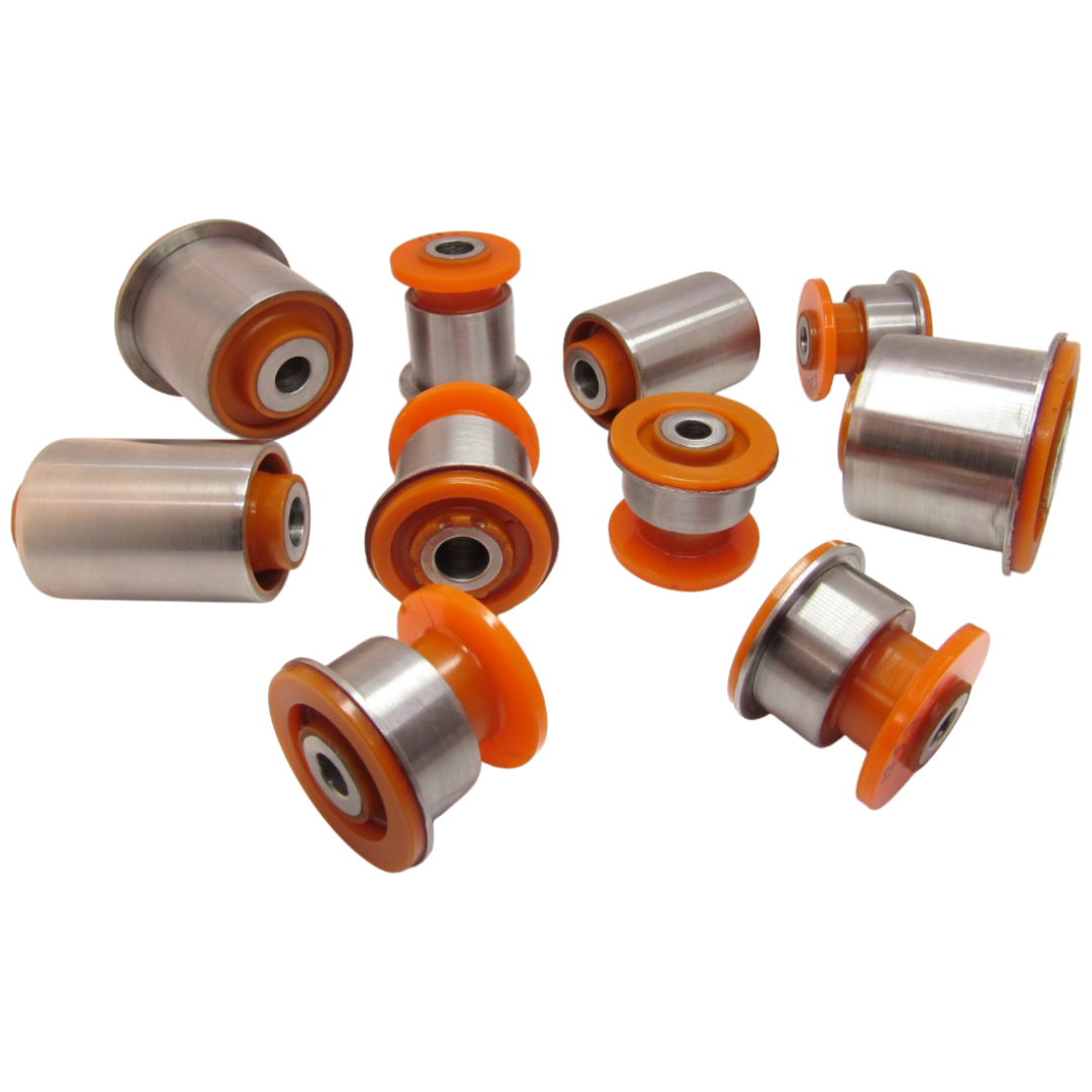 Polyurethane front suspension kit Audi Q7 2005-2015: 7L0407077, 30931344, VWAB006, 2324-TOUARUF, 7L0 407 021 B, 7L0 407 021 A, 7L0 407 021, 955 341 027 00, 955 341 027 01, 955 341 027 02, 970 341 051 03, 970 341 051 10, 955 341 588 10, 7L0 407 183 A, VWAB-004, 7L0412333A, VWAB008, 955 343 243 01, 7L0 412 333, 7L0407182E, 15407061, 2301-007, 18317AP, 34840, 110052610, BSG 90-700-111, 2684, BSK6917, FRD0551, TD844W, 181271EGT, VWAB-007, 38811, CAB20002, FG0115, FL5695-J, 511490, 113 194 755, HR 201 164, BH33007H, 1140205700, AU-BS042, C8044, 30891 01, 30891 02, 37869, 06592, 52006808, 100 610 0010/HD, VO-SB-5624, 5104761, F8-6706, 02980, PSE1562, 2307-0598, 30 93 8811, 863641, 77-00860-SX, JBU640, JTC1060, JTC1058, 57-08496, 00721224, GM-5064, 7L0 407 182 B, 7L0 407 182 C, 7L0 407 182 E, 955 341 242 04, 955 341 242 03 wholesale from PolyPro.