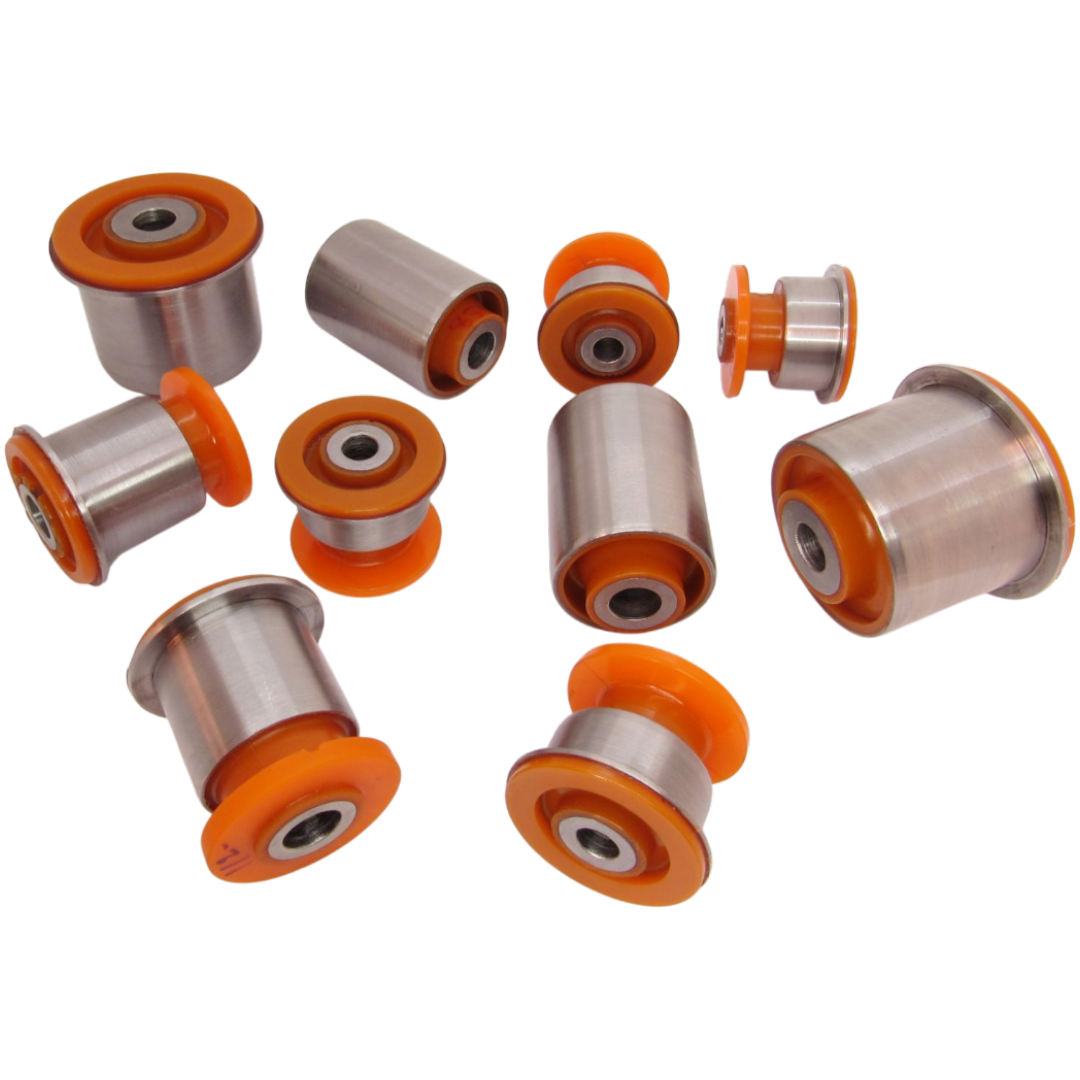 Polyurethane front suspension kit Audi Q7 2005-2015: 7L0407077, 30931344, VWAB006, 2324-TOUARUF, 7L0 407 021 B, 7L0 407 021 A, 7L0 407 021, 955 341 027 00, 955 341 027 01, 955 341 027 02, 970 341 051 03, 970 341 051 10, 955 341 588 10, 7L0 407 183 A, VWAB-004, 7L0412333A, VWAB008, 955 343 243 01, 7L0 412 333, 7L0407182E, 15407061, 2301-007, 18317AP, 34840, 110052610, BSG 90-700-111, 2684, BSK6917, FRD0551, TD844W, 181271EGT, VWAB-007, 38811, CAB20002, FG0115, FL5695-J, 511490, 113 194 755, HR 201 164, BH33007H, 1140205700, AU-BS042, C8044, 30891 01, 30891 02, 37869, 06592, 52006808, 100 610 0010/HD, VO-SB-5624, 5104761, F8-6706, 02980, PSE1562, 2307-0598, 30 93 8811, 863641, 77-00860-SX, JBU640, JTC1060, JTC1058, 57-08496, 00721224, GM-5064, 7L0 407 182 B, 7L0 407 182 C, 7L0 407 182 E, 955 341 242 04, 955 341 242 03 wholesale from PolyPro.