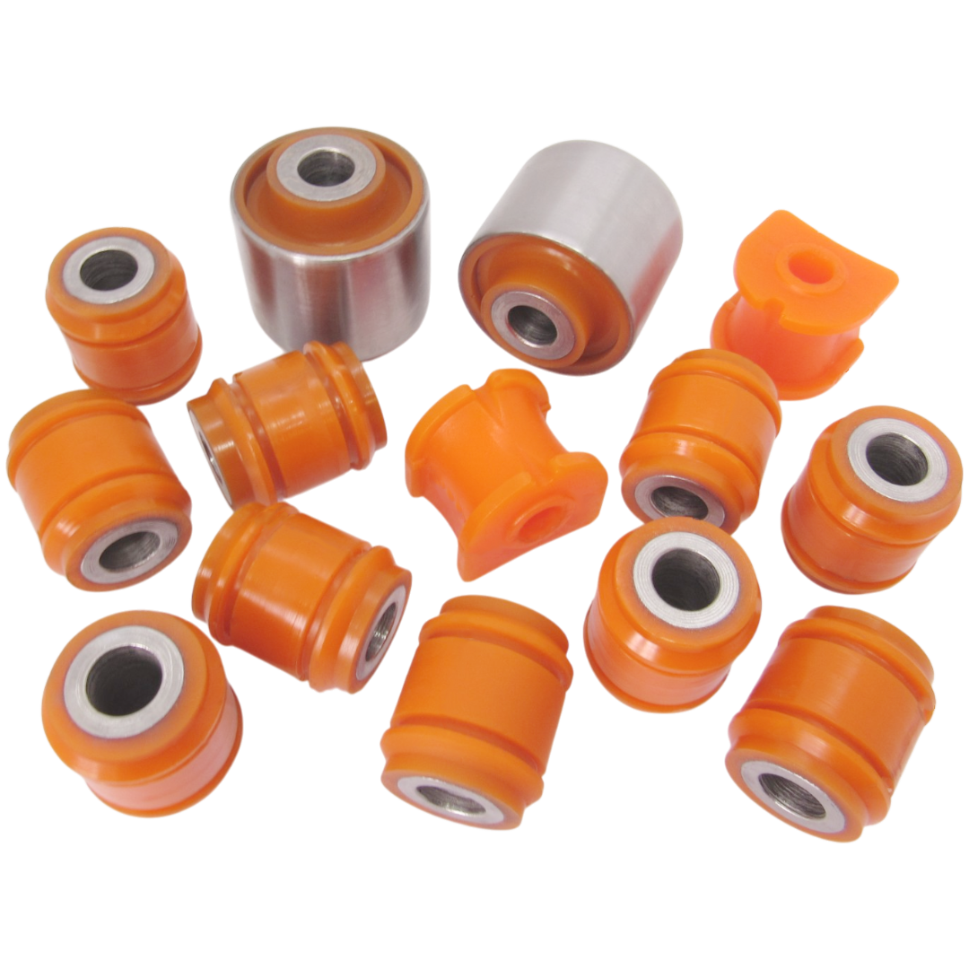 Polyurethane rear suspension kit Renault Duster 2010-2018: RNAB007, RNAB005, 8200839119, 8200839124, 8200839121, RNAB-008, RNAB008, 82 00 841 004, 55 11 078 94R, 55 11 193 05R, DC-BS009, 25569AP, 71847, 25568AP, 25567AP, 60 93 6436, BH43042, 60 93 6435, 36436, 36435, 8200841004, 551119305R, 562300111R wholesale from PolyPro.