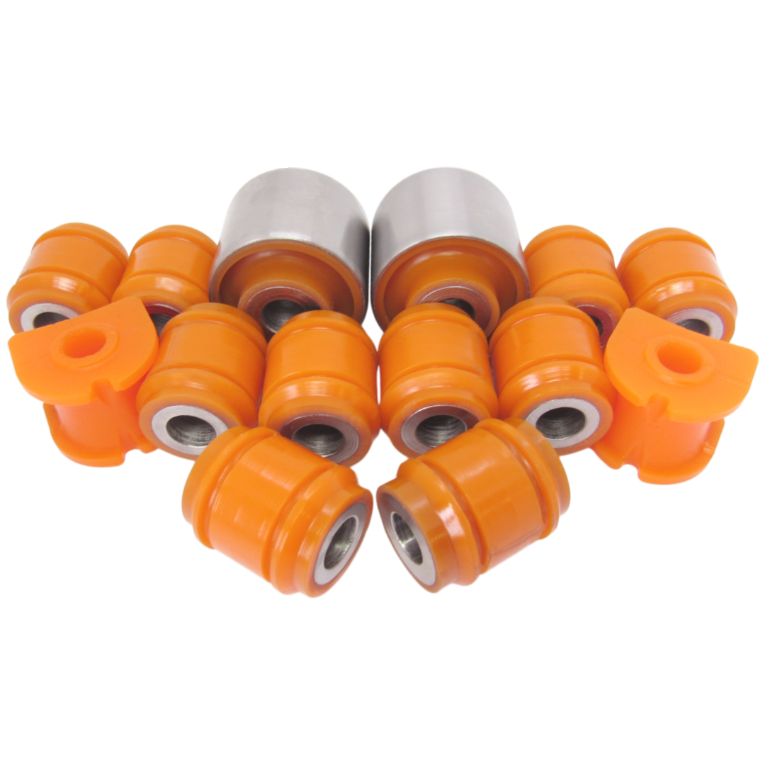 Polyurethane rear suspension kit Renault Duster 2010-2018: RNAB007, RNAB005, 8200839119, 8200839124, 8200839121, RNAB-008, RNAB008, 82 00 841 004, 55 11 078 94R, 55 11 193 05R, DC-BS009, 25569AP, 71847, 25568AP, 25567AP, 60 93 6436, BH43042, 60 93 6435, 36436, 36435, 8200841004, 551119305R, 562300111R wholesale from PolyPro.