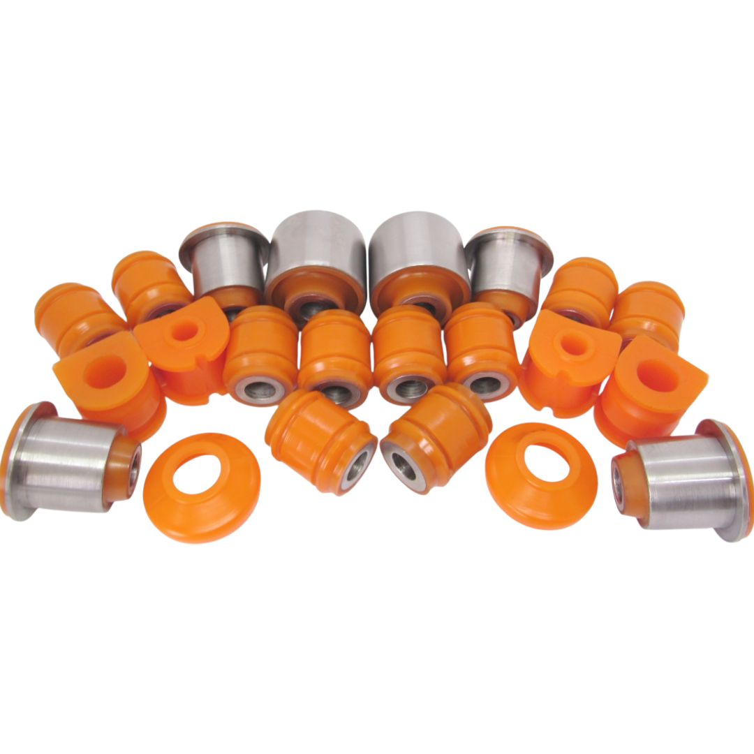 Polyurethane front and rear suspension kit Dacia Duster 2010-2018: RNAB007, RNAB005, 8200839119, 8200839124, 8200839121, RNAB-008, RNAB008, 82 00 841 004, 55 11 078 94R, 55 11 193 05R, DC-BS009, 25569AP, 71847, 25568AP, 25567AP, 60 93 6436, BH43042, 60 93 6435, 36436, 36435, 8200841004, 551119305R, 562300111R, RNAB-DUSTF, 54 50 001 38R, 54 50 116 97R, 545602788, 545006542, 54 50 402 80R, 54 50 554 13R, 54 50 128 15R, 54 50 167 46R, 54 50 199 69R, 54 50 012 25R, 54 50 065 42R, 86 60 005 375, 86 60 005 373, 546114237R, 8200852550 wholesale from PolyPro.