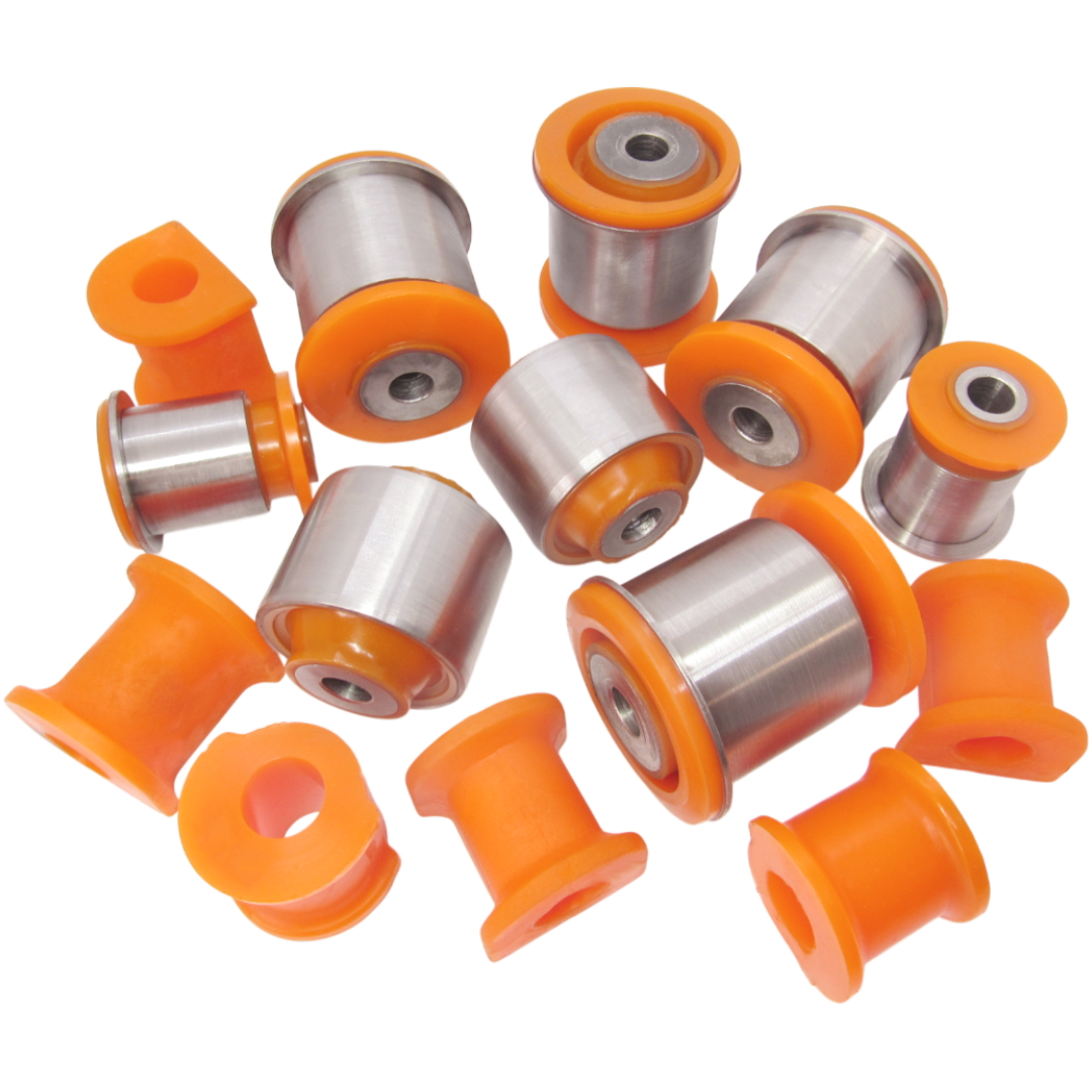 Polyurethane front and rear suspension kit Volkswagen T5 2003-2015: 7H0407182, 7H0 407 182 A, 7D0407183, 701407183C, 7D0407183C, 7H0407183, 2H0407183A, 100 407 0053, 7H5411313B, VWSB005, 7H5411313A, VWSB004, 7H0411313, VWSB003, 7H0501132A, VWABT5RR1, VWAB-T5RR2, 7H0 501 131 A, 7H5 511 413 C, 7H5511413B, 7H5511413, VWSB-T5R, 7H0 511 413 A, 7H0 511 413, 7H0 511 414, VWSB-T5OUTR, 7H5 511 414 A, 7H5 511 414, VWSB-T5D23R-KIT wholesale from PolyPro.
