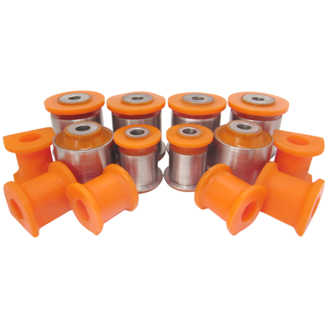 Polyurethane front and rear suspension kit Volkswagen T5 2003-2015: 7H0407182, 7H0 407 182 A, 7D0407183, 701407183C, 7D0407183C, 7H0407183, 2H0407183A, 100 407 0053, 7H5411313B, VWSB005, 7H5411313A, VWSB004, 7H0411313, VWSB003, 7H0501132A, VWABT5RR1, VWAB-T5RR2, 7H0 501 131 A, 7H5 511 413 C, 7H5511413B, 7H5511413, VWSB-T5R, 7H0 511 413 A, 7H0 511 413, 7H0 511 414, VWSB-T5OUTR, 7H5 511 414 A, 7H5 511 414, VWSB-T5D23R-KIT wholesale from PolyPro.