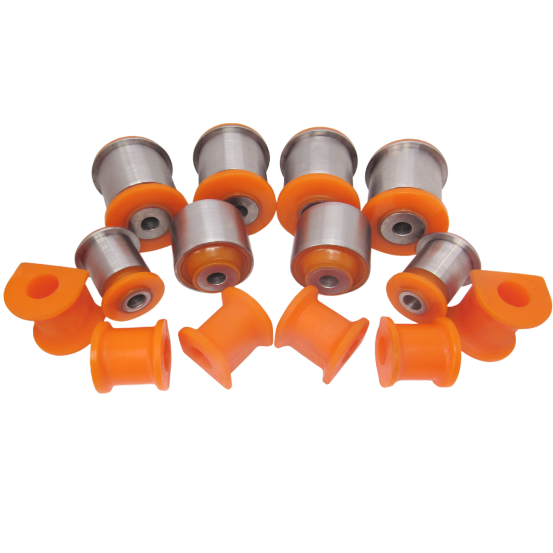 Polyurethane front and rear suspension kit Volkswagen T5 2003-2015: 7H0407182, 7H0 407 182 A, 7D0407183, 701407183C, 7D0407183C, 7H0407183, 2H0407183A, 100 407 0053, 7H5411313B, VWSB005, 7H5411313A, VWSB004, 7H0411313, VWSB003, 7H0501132A, VWABT5RR1, VWAB-T5RR2, 7H0 501 131 A, 7H5 511 413 C, 7H5511413B, 7H5511413, VWSB-T5R, 7H0 511 413 A, 7H0 511 413, 7H0 511 414, VWSB-T5OUTR, 7H5 511 414 A, 7H5 511 414, VWSB-T5D23R-KIT wholesale from PolyPro.
