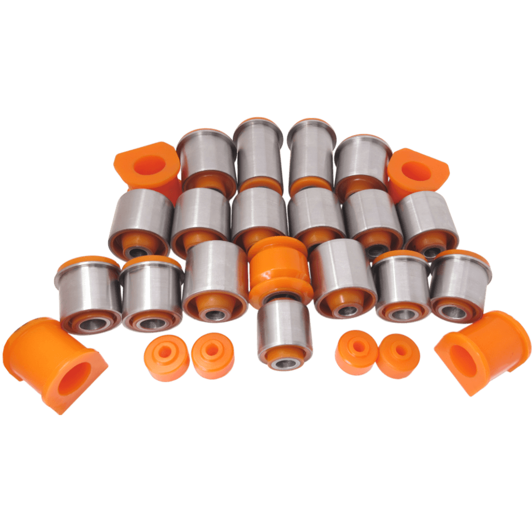 Polyurethane front and rear suspension kit Hyundai Terracan 2001-2007: 55816H1000, 55700 H1000, 2917220K00, 5504506J00, 5504641G00, 5511092G00, 5511192G00, 550450W022, 5504511C05, 5504511C10, 550450W001, 550450W021, 55111VB900, 55120VB002, 55120VB022, 550450W011, 4871060070, 5504541G00, 550451W201, 551103W700, 551103W710, 5504510J00, 550450W002, 551100X800, 551103W400, 5511041G00, 55110VB300, 55110VB320, 551110X800, 5512037J00, 551202W100, 5512041G00, 550450W023, 5511001J00, 5512001J00, 551200F000, 552182B100, 552182B100, 2917220K00AP, NAB-076, 55045-0W022, 55045-0W001, 55045-0W021, 55045-0W011, 55045-1W201, 55501 H1050, 55500 H1010, 55500 H1050, 55503 H1001, 55045-0W024, 55045-1W202, 55045-0W002, 55045-0W023, 2917220-K00, 55045-0W000, TAB-132, 48710-60080, 55816 H1100, 54553-H1100, 40Z0561-OYO, 54430H1100, MB633870, 54564H1000, MAB011, 54564 H1000, 54564-H1000, MAB-011, MB109662, 54816 H1100, HYSB-TERF wholesale from PolyPro.
