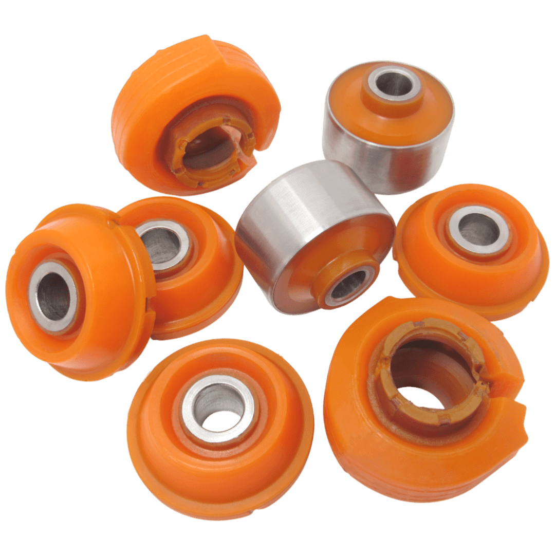 Polyurethane front suspension kit Audi 100 1990-1994: 4A0407181A, 4A0407181, 4A0407181B, 1004070013HD, 4A0407183D, 1004070017HD, 447407152A, 4A0411327A, 4A0411327F, 4A0411327J, 4A0411327G wholesale from PolyPro.
