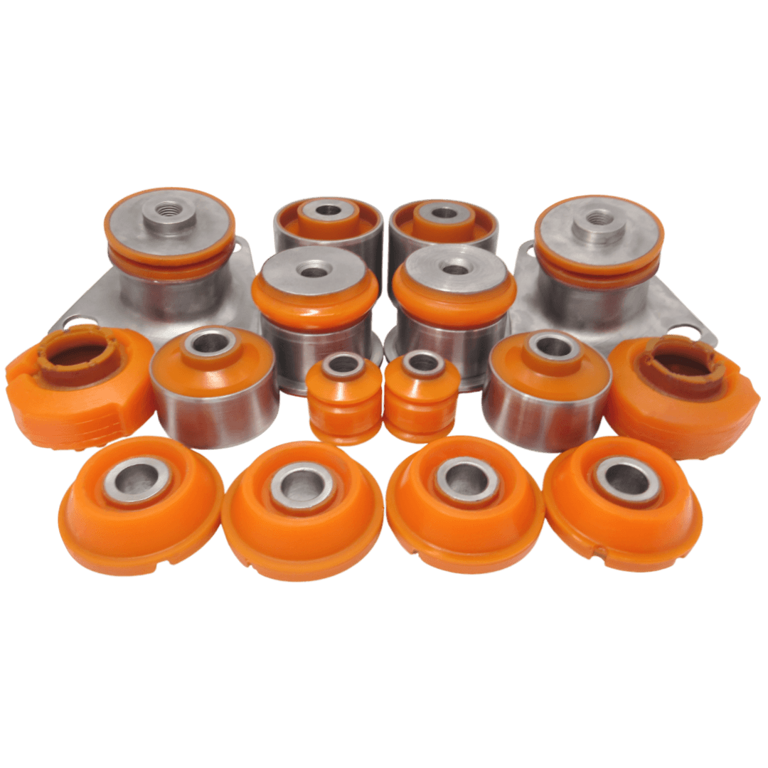 Polyurethane front and rear suspension kit Audi 100 1990-1994: 4A0407181A, 4A0407181, 4A0407181B, 1004070013HD, 4A0407183D, 1004070017HD, 447407152A, 4A0411327A, 4A0411327F, 4A0411327J, 4A0411327G, 4A0399415, 4A0399415B, 1003990012, 4A0399419E, 4A0399419, 4A0399419D, 4A0399419C, 1003990011, 4A0399419L, 4A0399420E, 4A0399420, 4A0399420L, 4A0 399 420 D, 4A0 511 247, 100 511 0005, 431505172, 1005050001, 4A0 505 175 wholesale from PolyPro.