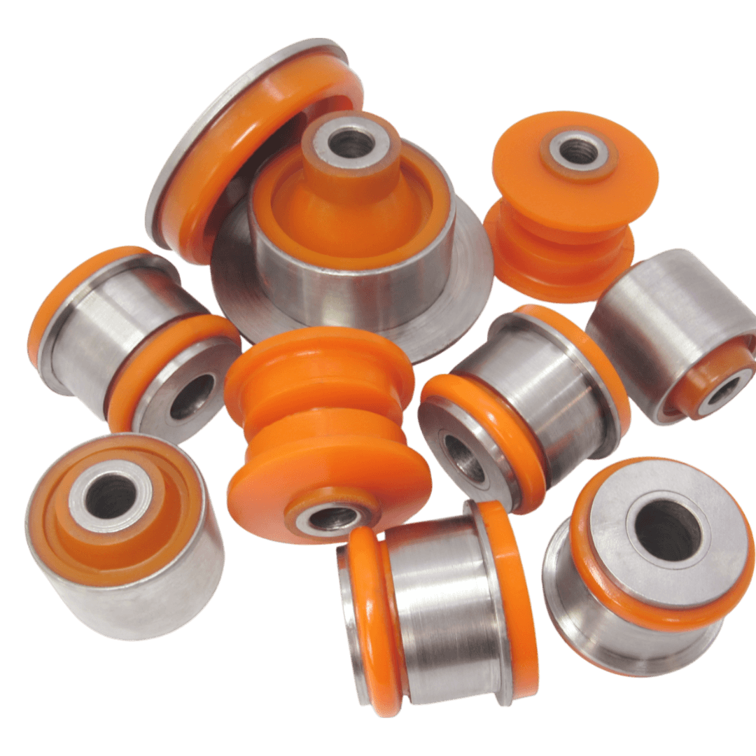 Polyurethane bushings rear subframe kit Audi 100 1990-1994: 443599125, 443511277B, 443505145A, 4A0505099E, 4A0505099B wholesale from PolyPro.