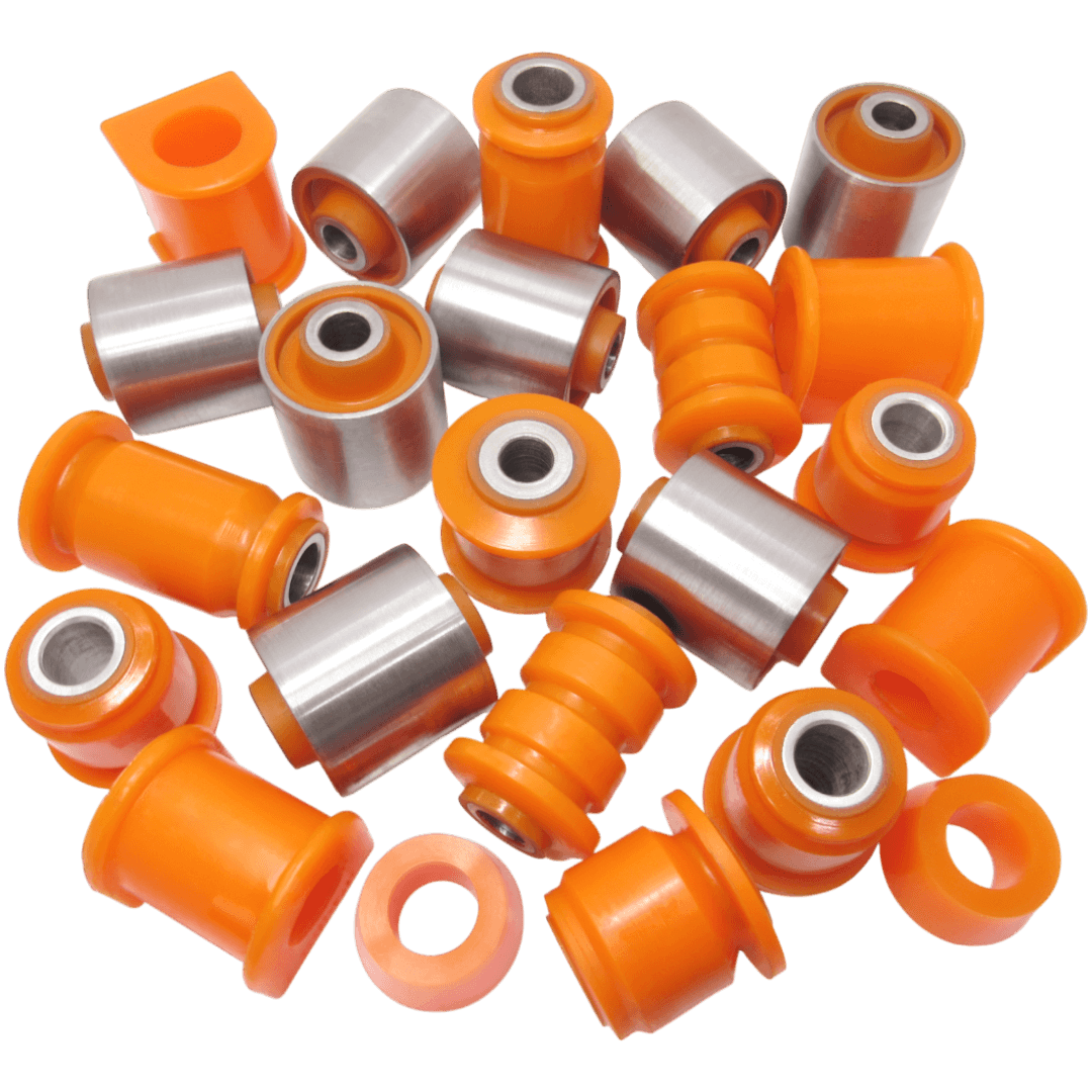 Polyurethane front and rear suspension kit Ssang Yong Musso 1993-2005: 4455005000, 4455005001, 4063605001, 4449005001, 4449005000, 4571205000, 6313230385, SGAB-003, 4562105000, 4563105000, 4556003300, SGAB-002, 45421-05000, 45440-08000, 45401-08100, 45551-05000, 4571209000, SGSB003, 4571206000, SGSB001 wholesale from PolyPro.