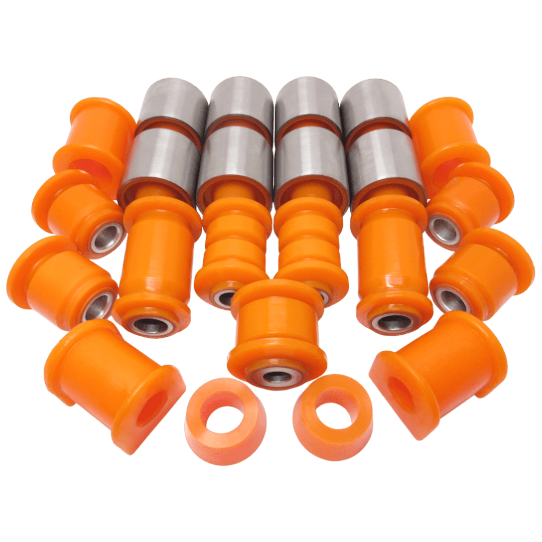 Polyurethane front and rear suspension kit Ssang Yong Musso 1993-2005: 4455005000, 4455005001, 4063605001, 4449005001, 4449005000, 4571205000, 6313230385, SGAB-003, 4562105000, 4563105000, 4556003300, SGAB-002, 45421-05000, 45440-08000, 45401-08100, 45551-05000, 4571209000, SGSB003, 4571206000, SGSB001 wholesale from PolyPro.