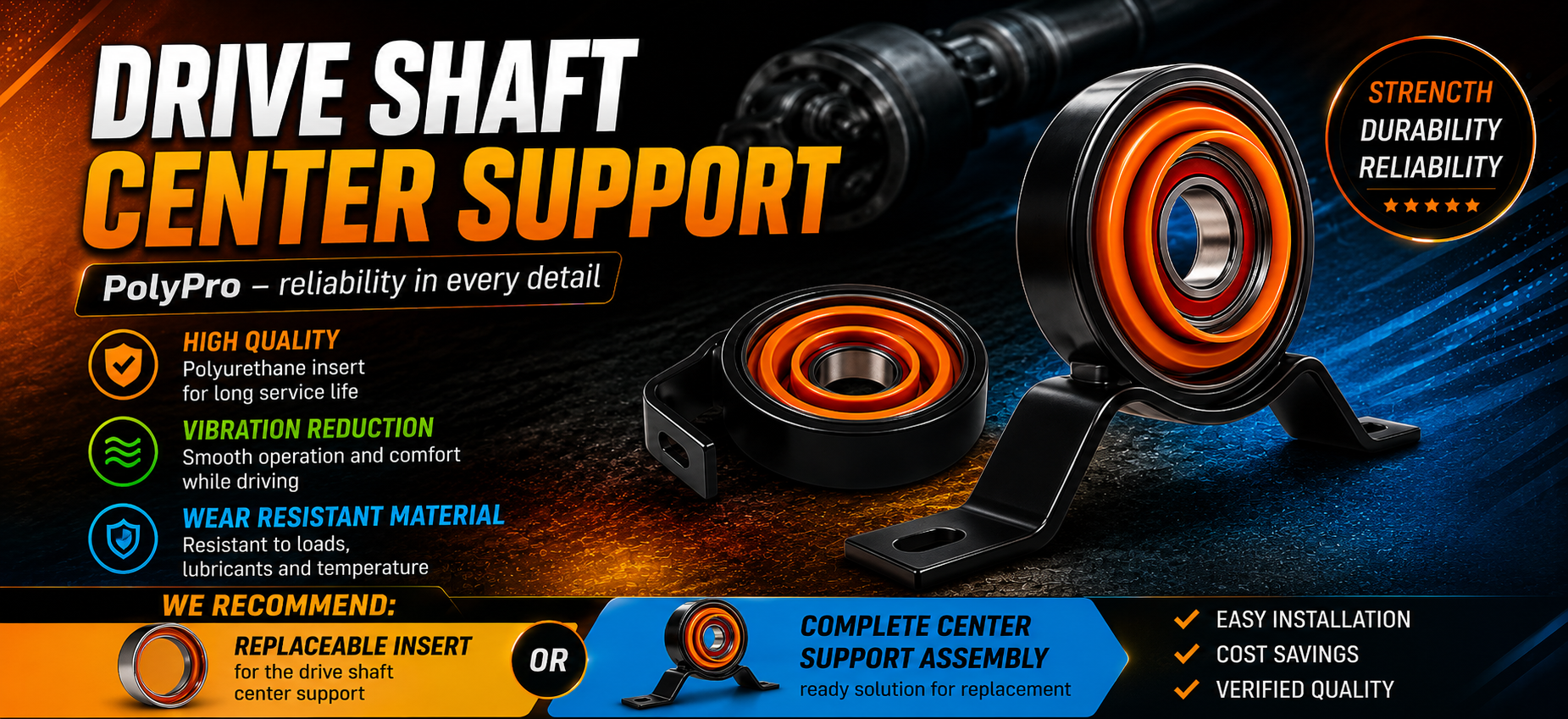 Driveshaft Center Support Bearings (Carrier Bearings) by PolyPro &mdash; photo 2
